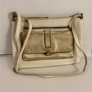 Fossil Cream Crossbody with Metallic Gold Front Pocket